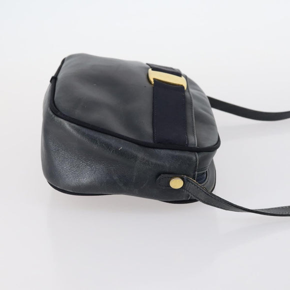 Salvatore Ferragamo Shoulder Bag Leather Canvas 2 Set Beige Navy Auth 145275