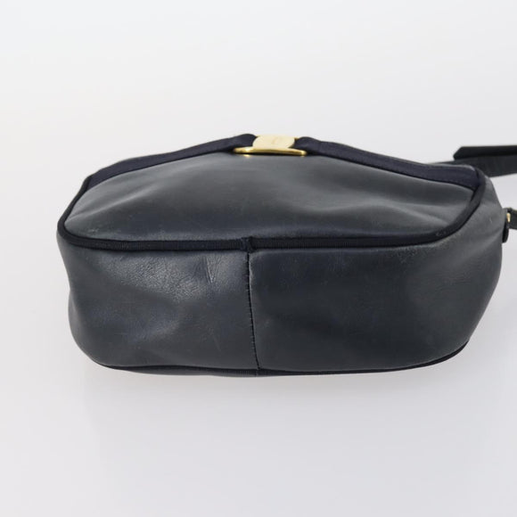Salvatore Ferragamo Shoulder Bag Leather Canvas 2 Set Beige Navy Auth 145275