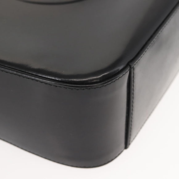 GUCCI Shoulder Bag Enamel Black Silver Auth 145286