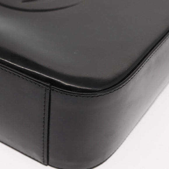 GUCCI Shoulder Bag Enamel Black Silver Auth 145286