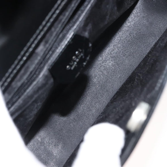 GUCCI Shoulder Bag Enamel Black Silver Auth 145286