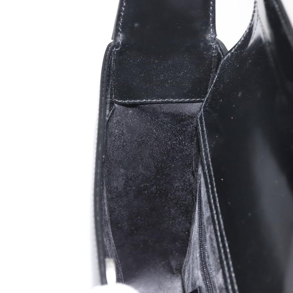 GUCCI Shoulder Bag Enamel Black Silver Auth 145286