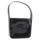 GUCCI Shoulder Bag Enamel Black Silver Auth 145286-1