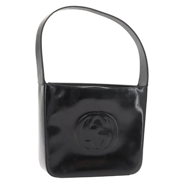 GUCCI Shoulder Bag Enamel Black Silver Auth 145286