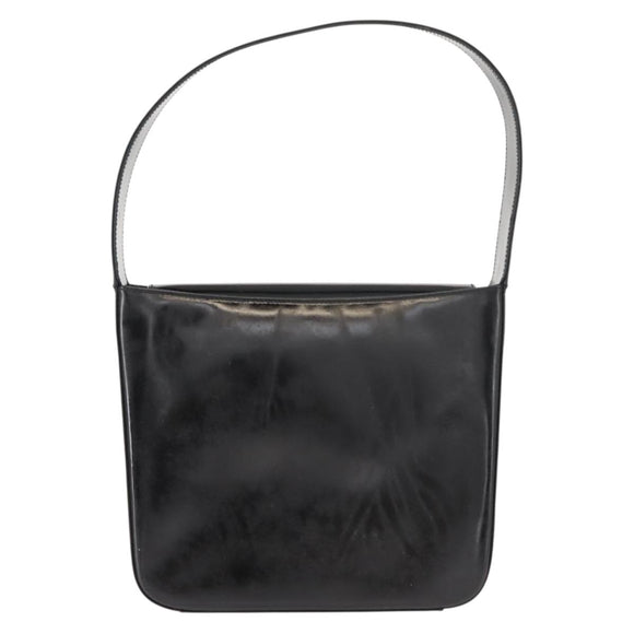 GUCCI Shoulder Bag Enamel Black Silver Auth 145286