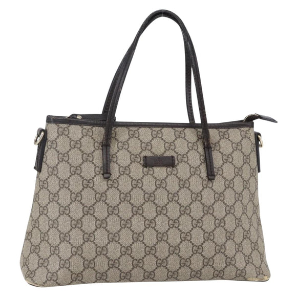 GUCCI GG Supreme Tote Bag PVC Leather Beige Gold 353440 Auth 145287