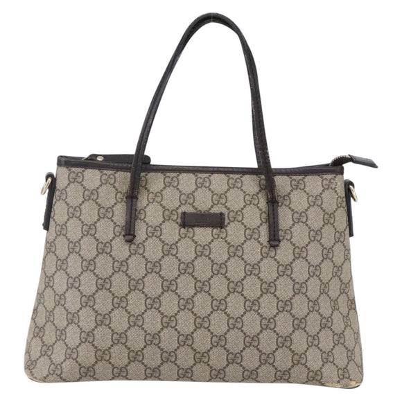 GUCCI GG Supreme Tote Bag PVC Leather Beige Gold 353440 Auth 145287
