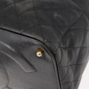 CHANEL Matelasse Backpack Caviar Skin Black Gold CC Auth 145289-17