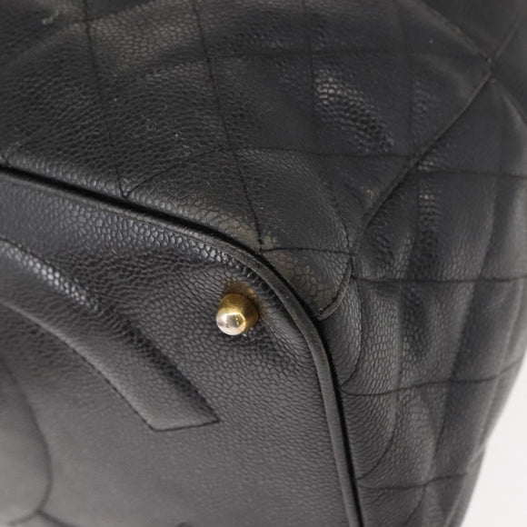 CHANEL Matelasse Backpack Caviar Skin Black Gold CC Auth 145289