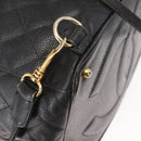 CHANEL Matelasse Backpack Caviar Skin Black Gold CC Auth 145289-18