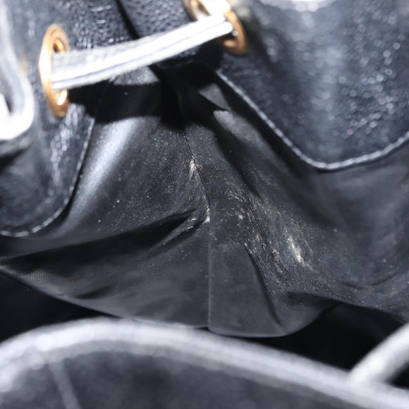 CHANEL Matelasse Backpack Caviar Skin Black Gold CC Auth 145289