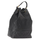 CHANEL Matelasse Backpack Caviar Skin Black Gold CC Auth 145289-1