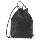 CHANEL Matelasse Backpack Caviar Skin Black Gold CC Auth 145289-2