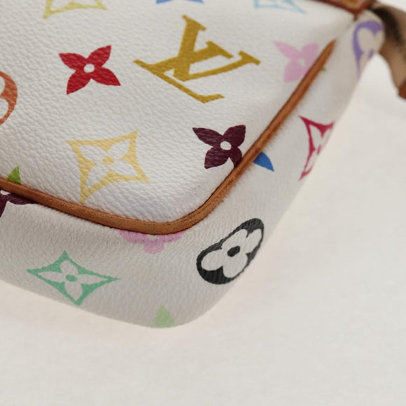 LOUIS VUITTON Multicolor Pochette Accessoires Pouch White M92649 LV Auth 145300V