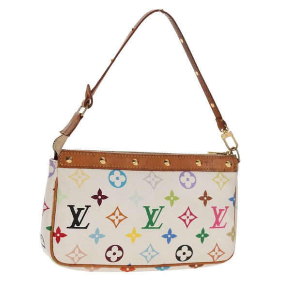 LOUIS VUITTON Multicolor Pochette Accessoires Pouch White M92649 LV Auth 145300V