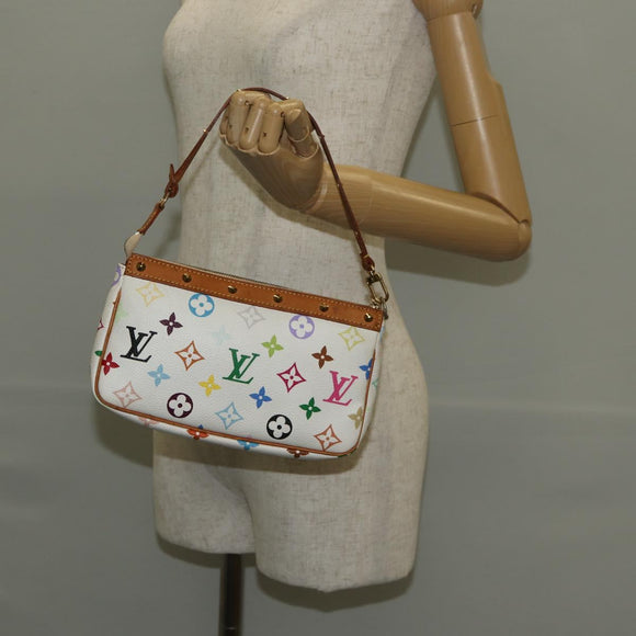 LOUIS VUITTON Multicolor Pochette Accessoires Pouch White M92649 LV Auth 145300V