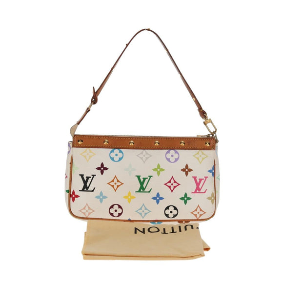 LOUIS VUITTON Multicolor Pochette Accessoires Pouch White M92649 LV Auth 145300V