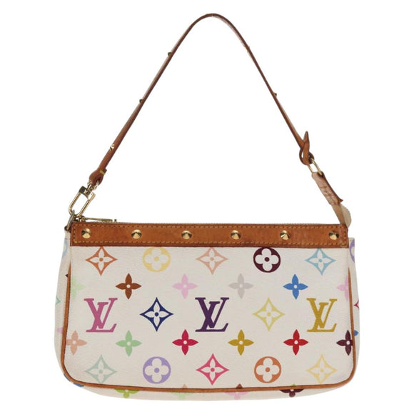 LOUIS VUITTON Multicolor Pochette Accessoires Pouch White M92649 LV Auth 145300V