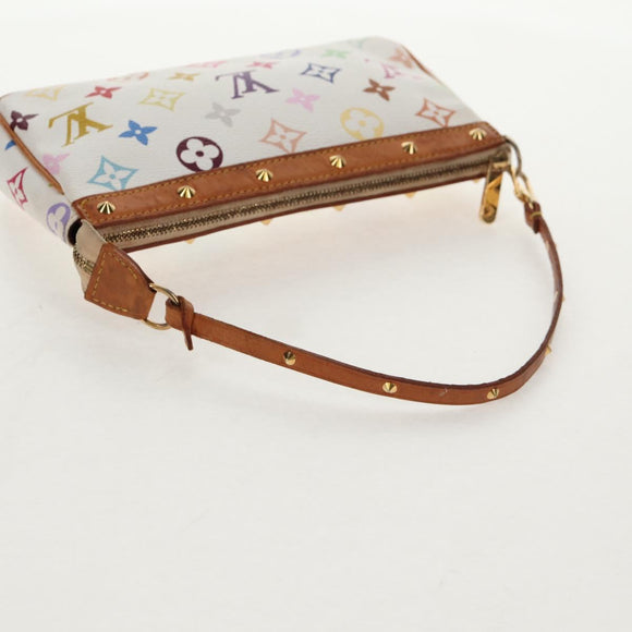 LOUIS VUITTON Multicolor Pochette Accessoires Pouch White M92649 LV Auth 145300V