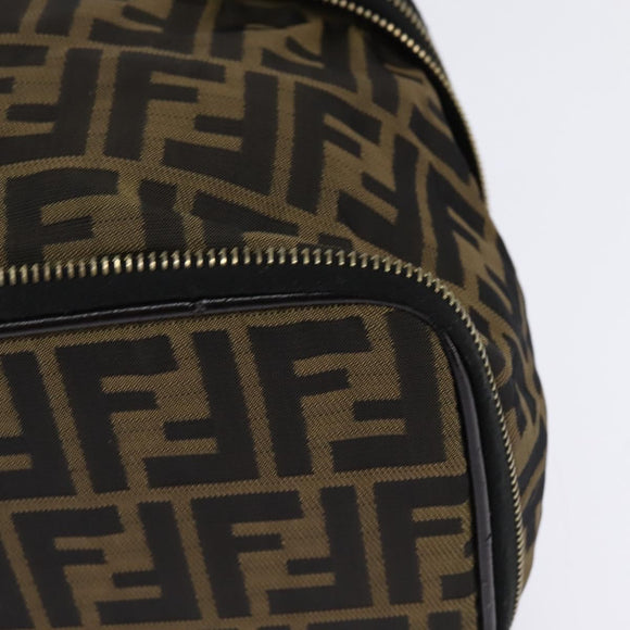 FENDI Zucca Canvas Vanity Pouch Black Brown gold Auth 145319