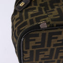 FENDI Zucca Canvas Vanity Pouch Black Brown gold Auth 145319-9