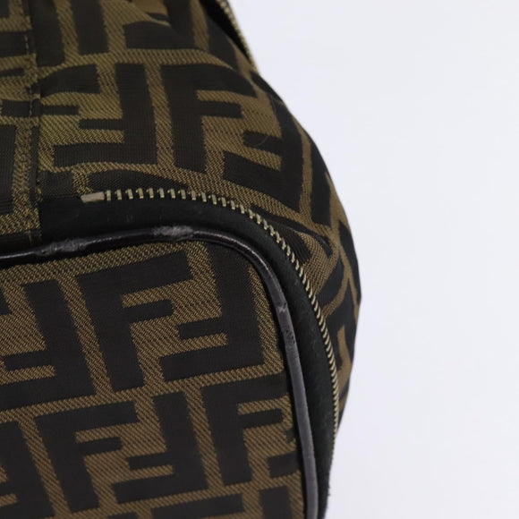 FENDI Zucca Canvas Vanity Pouch Black Brown gold Auth 145319
