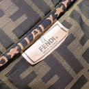 FENDI Zucca Canvas Vanity Pouch Black Brown gold Auth 145319-17