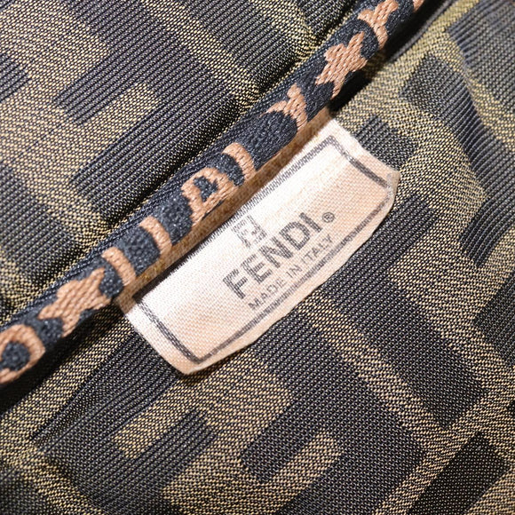 FENDI Zucca Canvas Vanity Pouch Black Brown gold Auth 145319