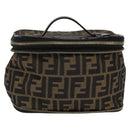 FENDI Zucca Canvas Vanity Pouch Black Brown gold Auth 145319-13
