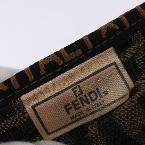 FENDI Zucca Canvas Vanity Pouch Black Brown gold Auth 145319