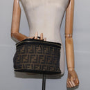 FENDI Zucca Canvas Vanity Pouch Black Brown gold Auth 145319-21