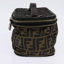 FENDI Zucca Canvas Vanity Pouch Black Brown gold Auth 145319-3