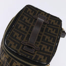 FENDI Zucca Canvas Vanity Pouch Black Brown gold Auth 145319-6