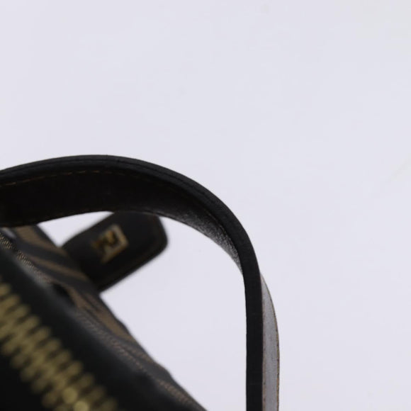 FENDI Zucca Canvas Vanity Pouch Black Brown gold Auth 145319