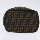 FENDI Zucca Canvas Vanity Pouch Black Brown gold Auth 145319-5