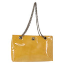 CHANEL Chain Shoulder Bag Enamel Yellow CC Auth 145322-1
