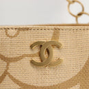 CHANEL Camelia Tote Bag Raffia Beige Gold CC Auth 145323-14