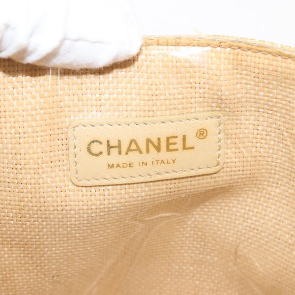 CHANEL Camelia Tote Bag Raffia Beige Gold CC Auth 145323