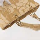 CHANEL Camelia Tote Bag Raffia Beige Gold CC Auth 145323-6