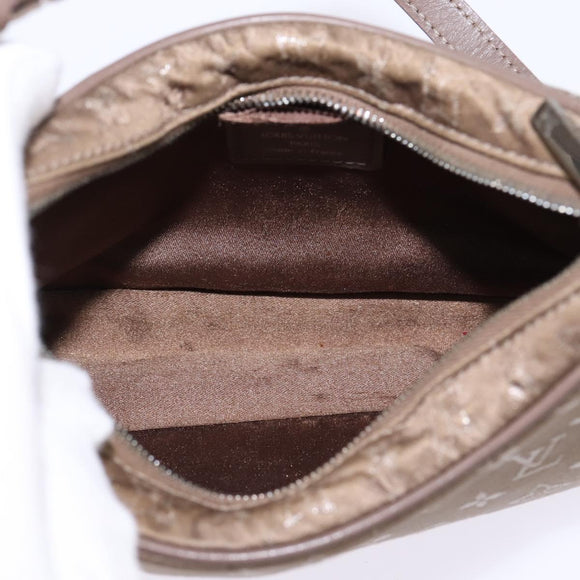 LOUIS VUITTON Monogram Satin Little Boulogne Hand Bag Beige M92143 Auth 145324