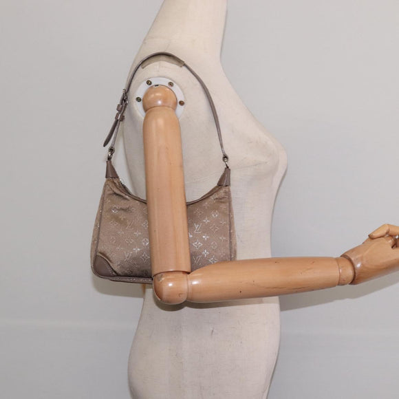 LOUIS VUITTON Monogram Satin Little Boulogne Hand Bag Beige M92143 Auth 145324