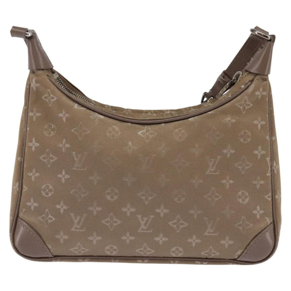 LOUIS VUITTON Monogram Satin Little Boulogne Hand Bag Beige M92143 Auth 145324