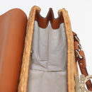 Salvatore Ferragamo Gancini Hand Bag Rattan Beige Gold Auth 145326-19