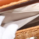 Salvatore Ferragamo Gancini Hand Bag Rattan Beige Gold Auth 145326-21