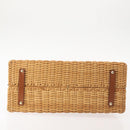 Salvatore Ferragamo Gancini Hand Bag Rattan Beige Gold Auth 145326-5