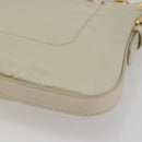 PRADA Shoulder Bag Nylon Leather Beige Gold Auth 145330-15