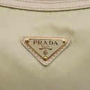PRADA Shoulder Bag Nylon Leather Beige Gold Auth 145330-17