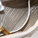 PRADA Shoulder Bag Nylon Leather Beige Gold Auth 145330-22