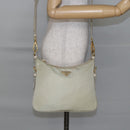 PRADA Shoulder Bag Nylon Leather Beige Gold Auth 145330-26