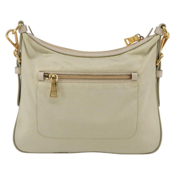 PRADA Shoulder Bag Nylon Leather Beige Gold Auth 145330 - 0